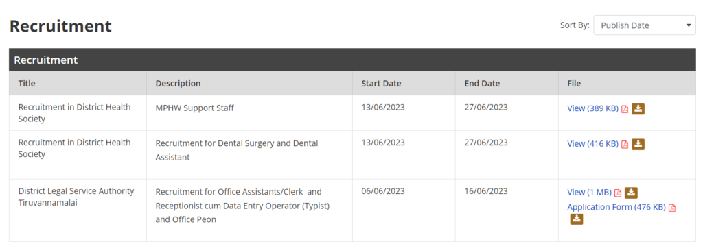 Recruitment for Dental Surgery and Dental Assistant DHS Tiruvannamalai
